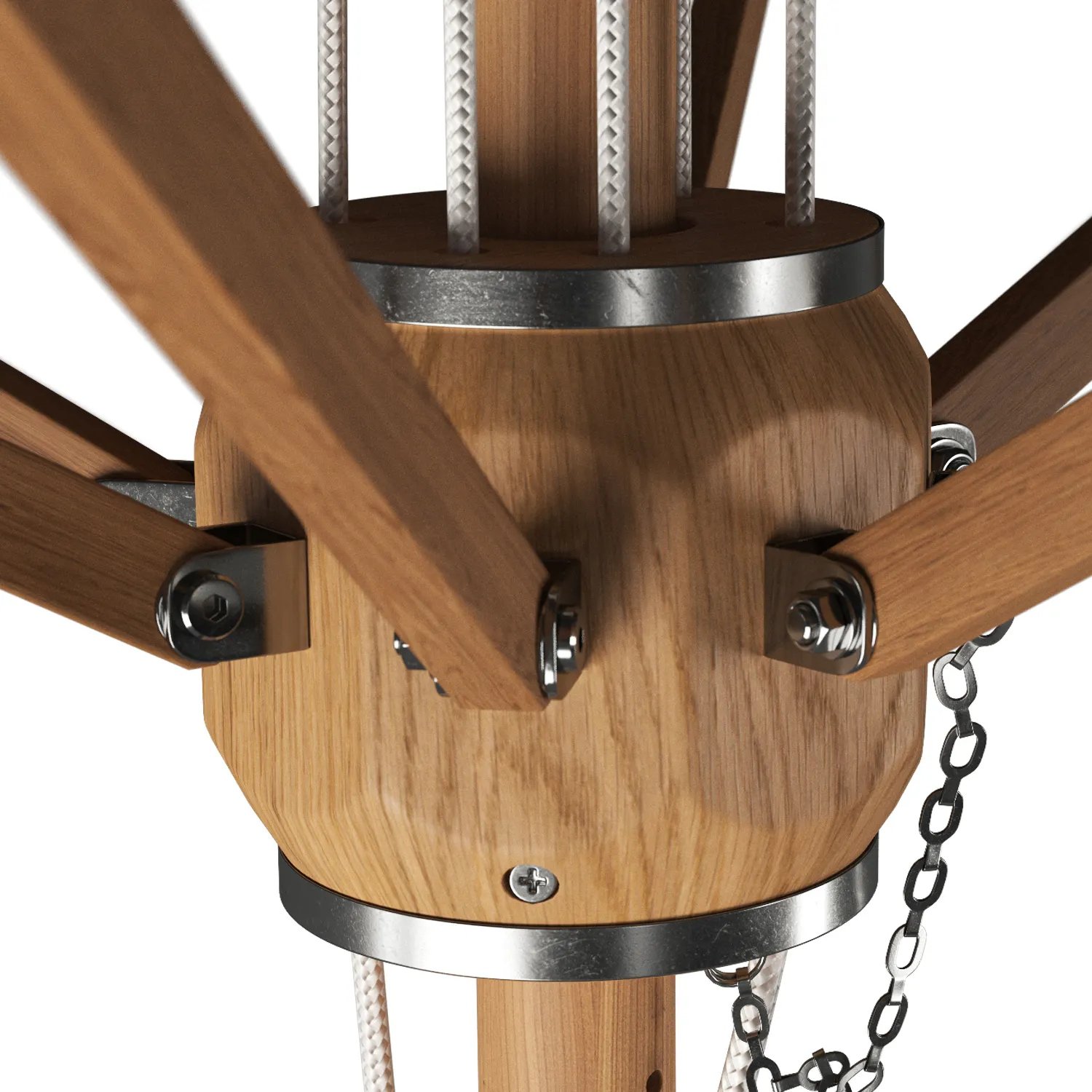 Beige Wooden Patio Umbrella - Image 5