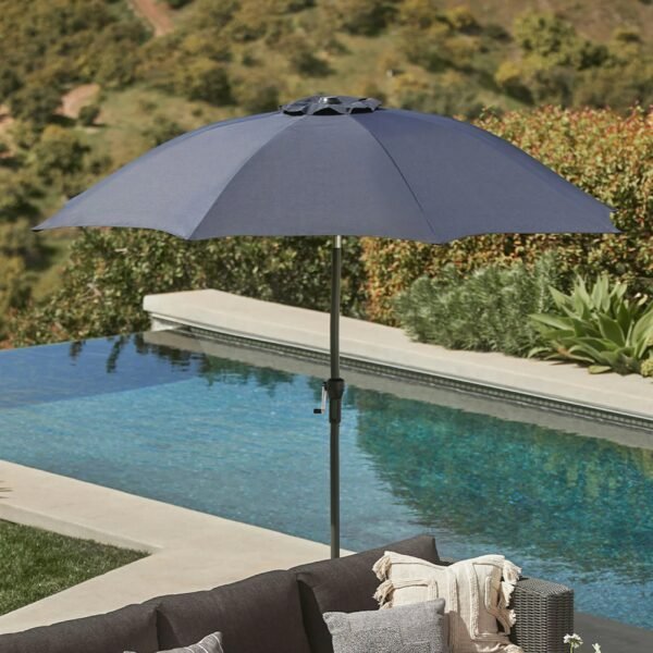 Black patio umbrella with base