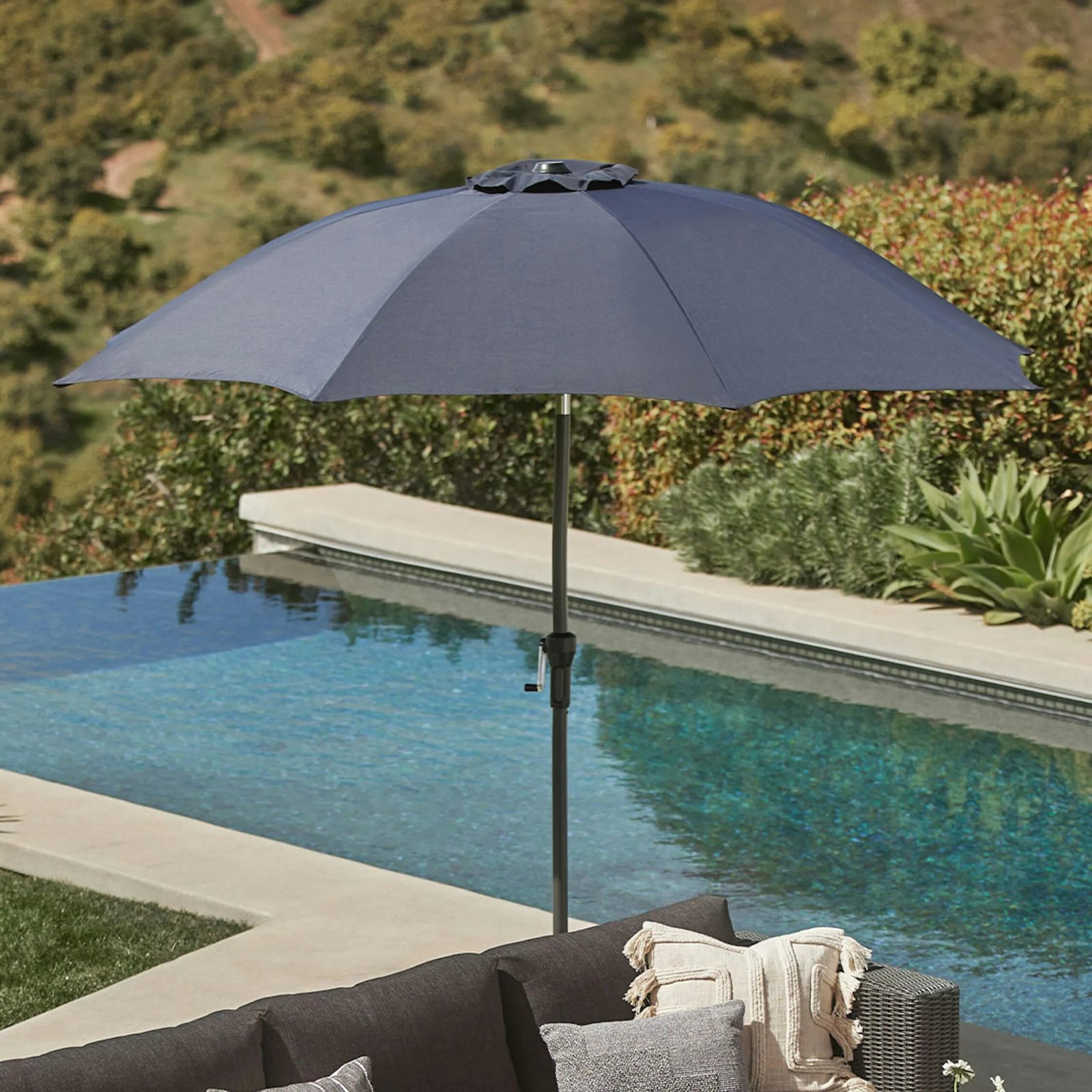 Black Patio Umbrella with Base - Image 4